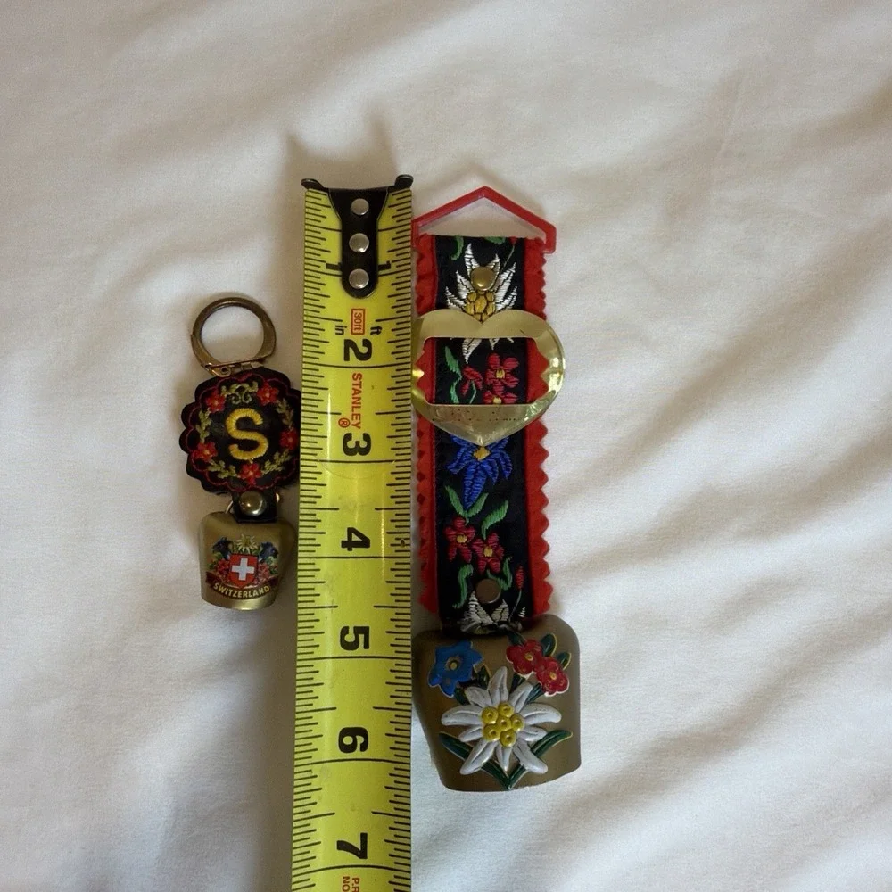 Swiss Souvenir Cow Bell with Leather Strap and Heart Ornament from switzerland